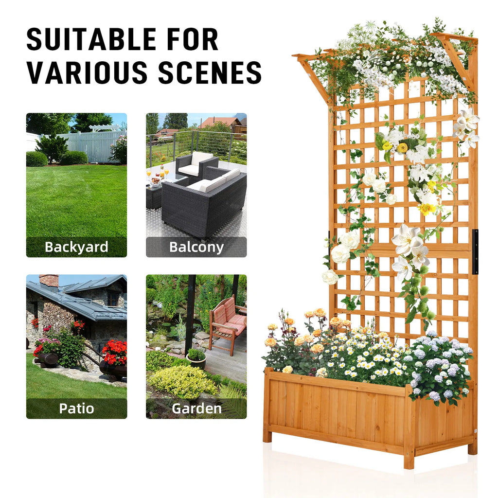 Garden Bed With Trellis 72 Inch Height Metal Planter Box - Image 2