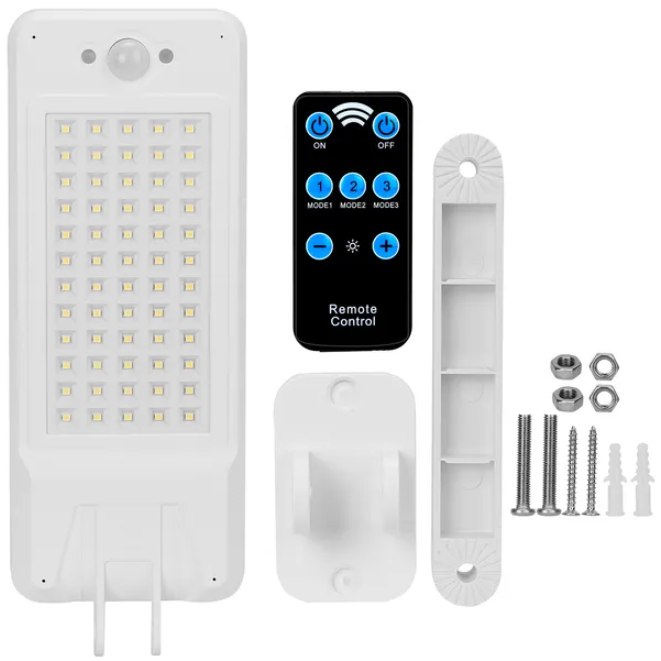 Outdoor 60LED Motion Sensor Remote Control Solar Wall Light - Image 2