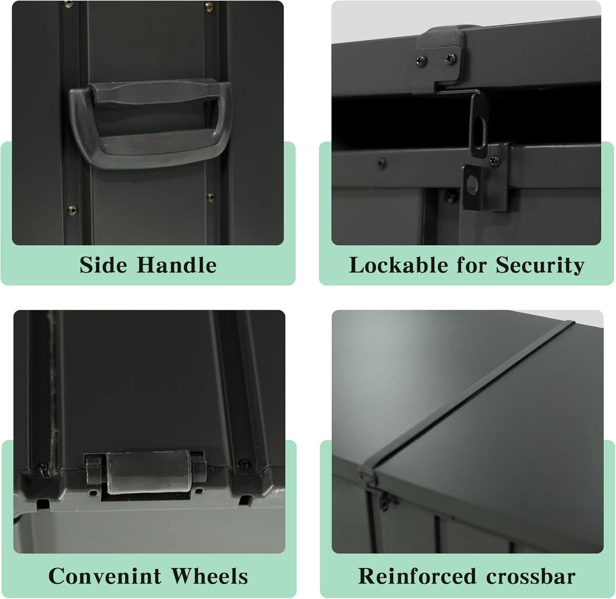 200 Gallon Metal Deck Box Waterproof Outdoor Storage Box With Lockable Lid - Image 2