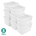 58 Quart Storage Box, Clear Plastic Storage Bin with Snap-on Lid, White, 8 - Detail 7