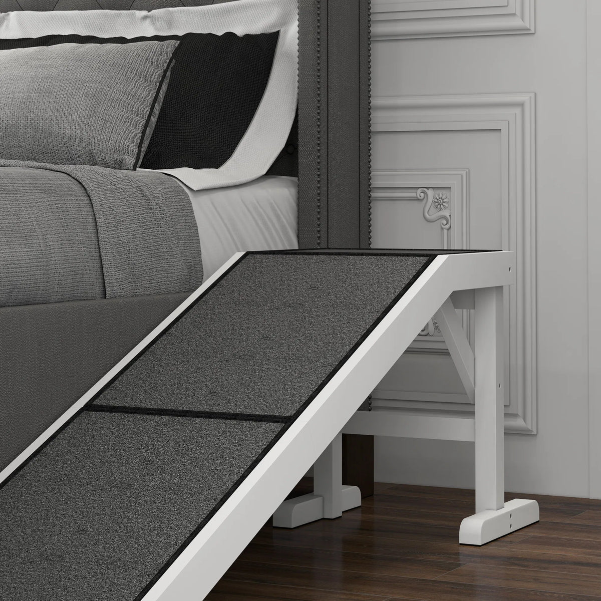 Pet Ramp Bed Steps for Dogs Cats Non slip Carpet Top Platform Pine Wood 59"L x - Image 4