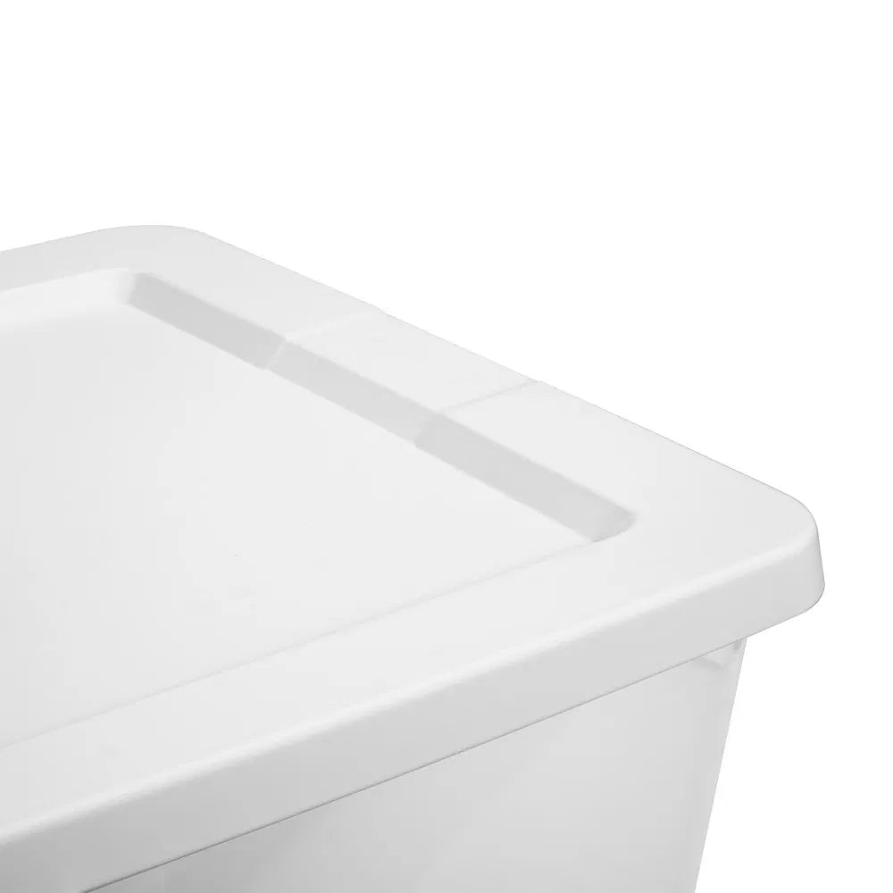 58 Quart Storage Box, Clear Plastic Storage Bin with Snap-on Lid, White, 8 - Open Capacity and Storage Interior View