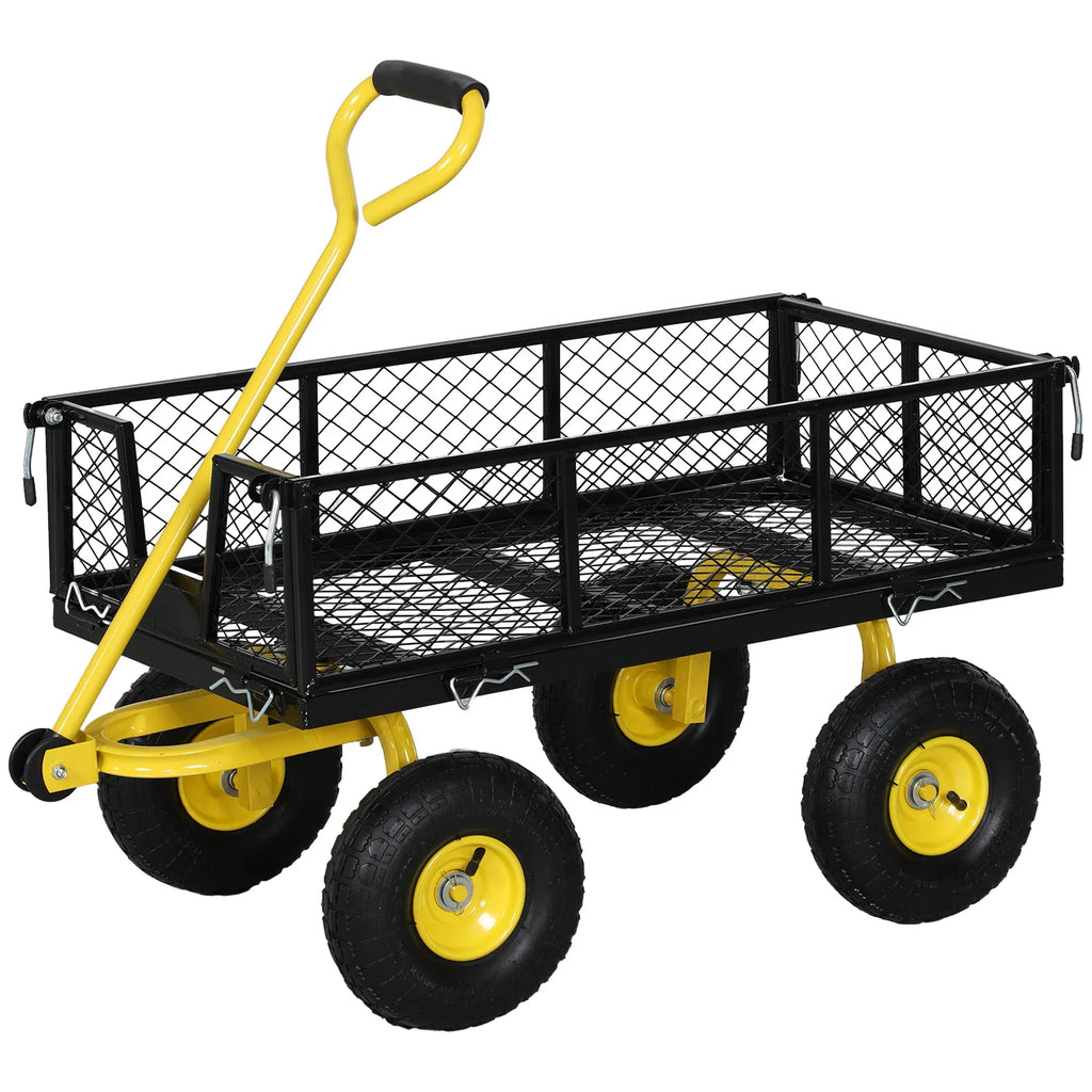 Steel Garden Cart Utility Wagon with Removable Sides 10" Wheels 180° - Image 5