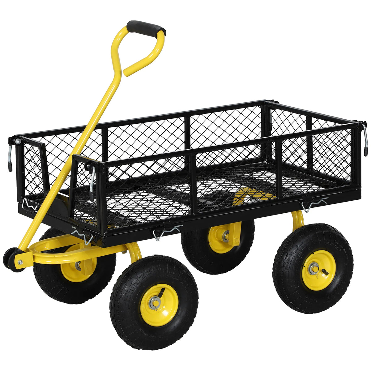 Steel Garden Cart Utility Wagon with Removable Sides 10" Wheels 180° - Image 5