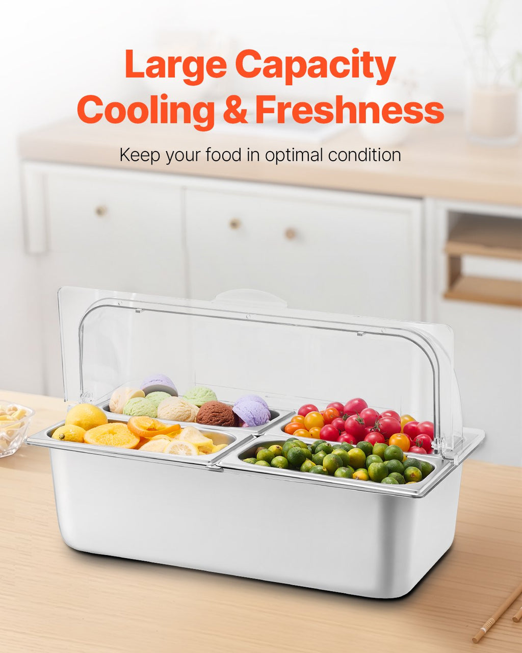Countertop Food Serving Display Container Pan Condiment Dispenser With Lid - Additional Product View 5