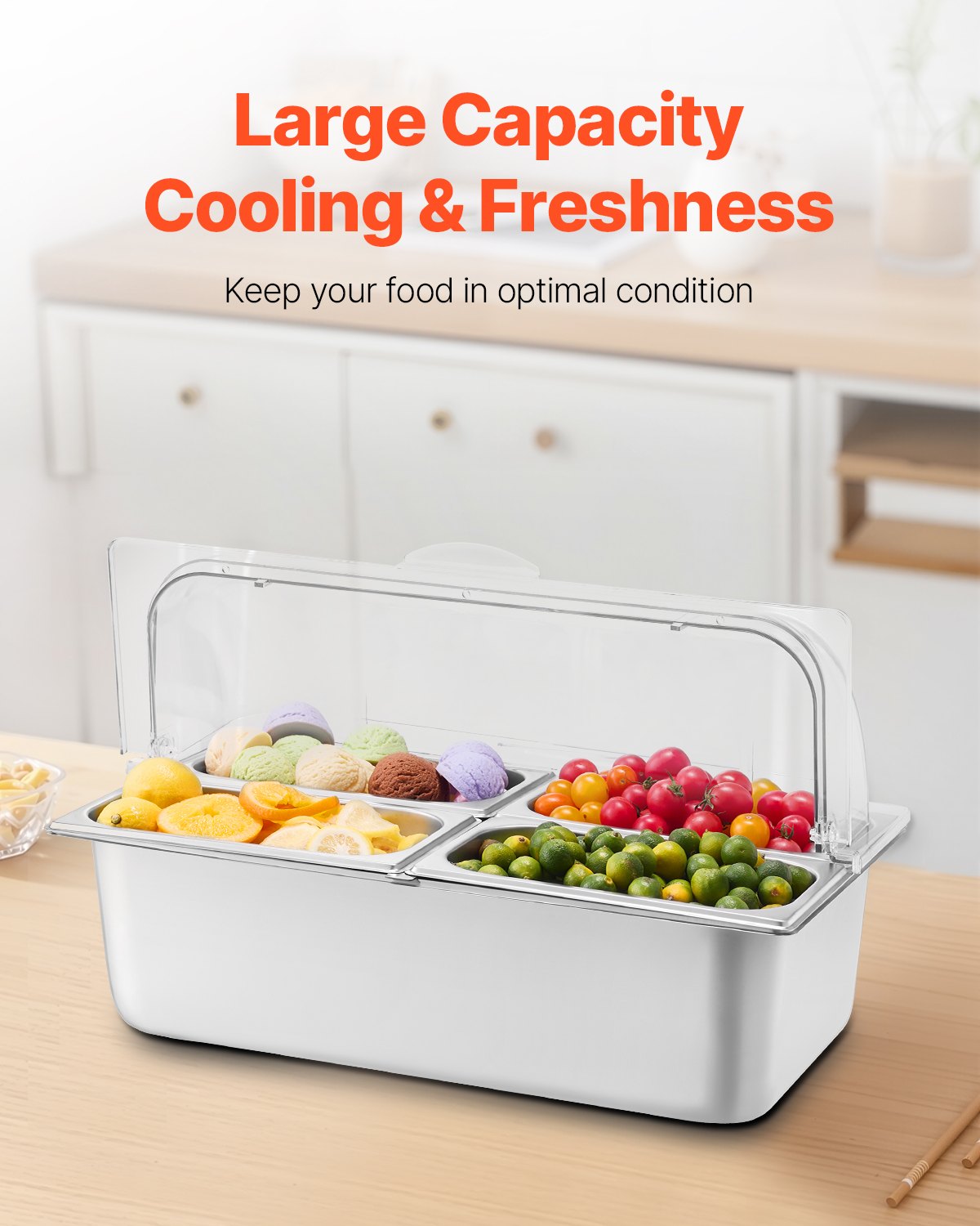 Countertop Food Serving Display Container Pan Condiment Dispenser With Lid - Additional Product View 5