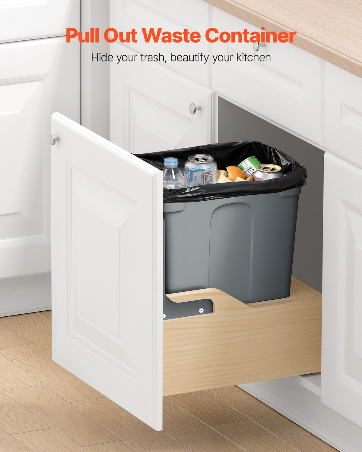 35QT Pullout Waste Container Under Cabinet Kitchen Bin Trash Can Soft Close