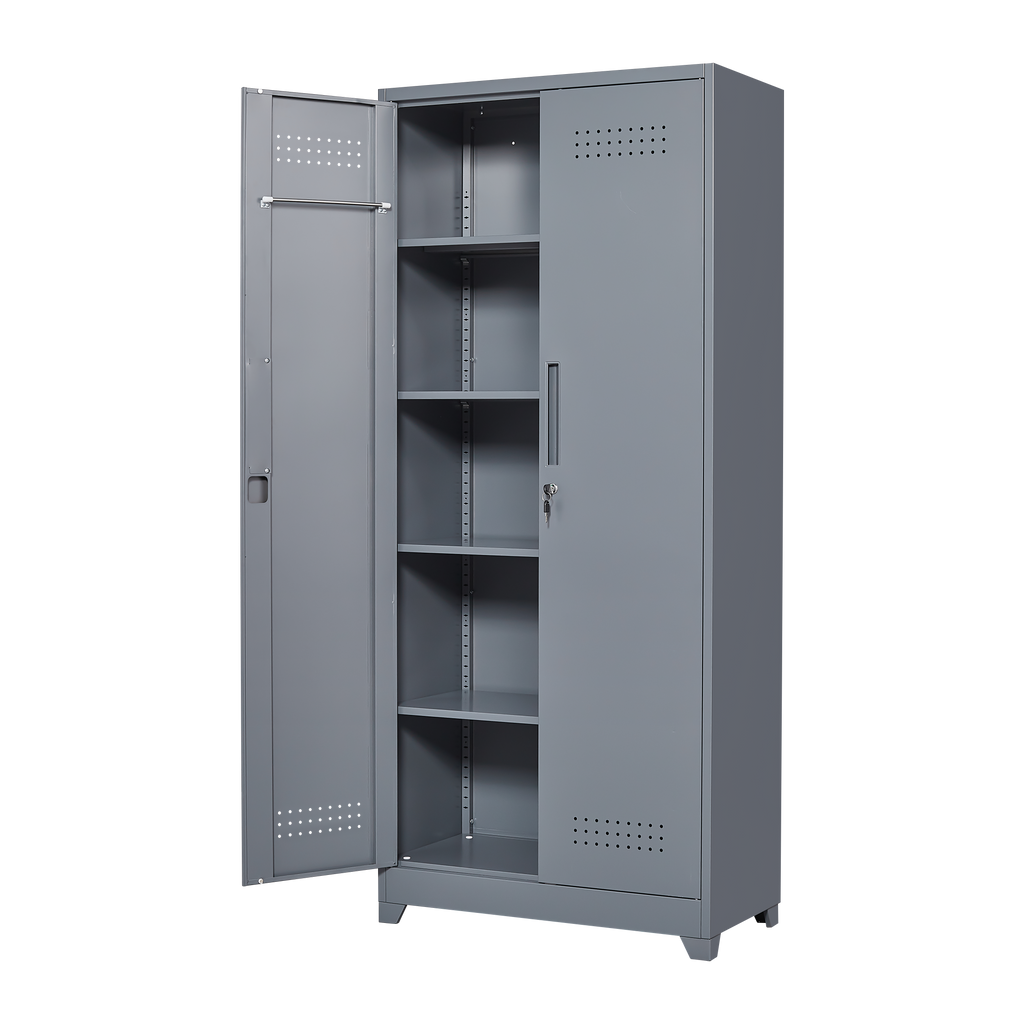 Gray And White Color Metal Lockers Cleaning Tool Cabinets With Locking Doors - Image 2