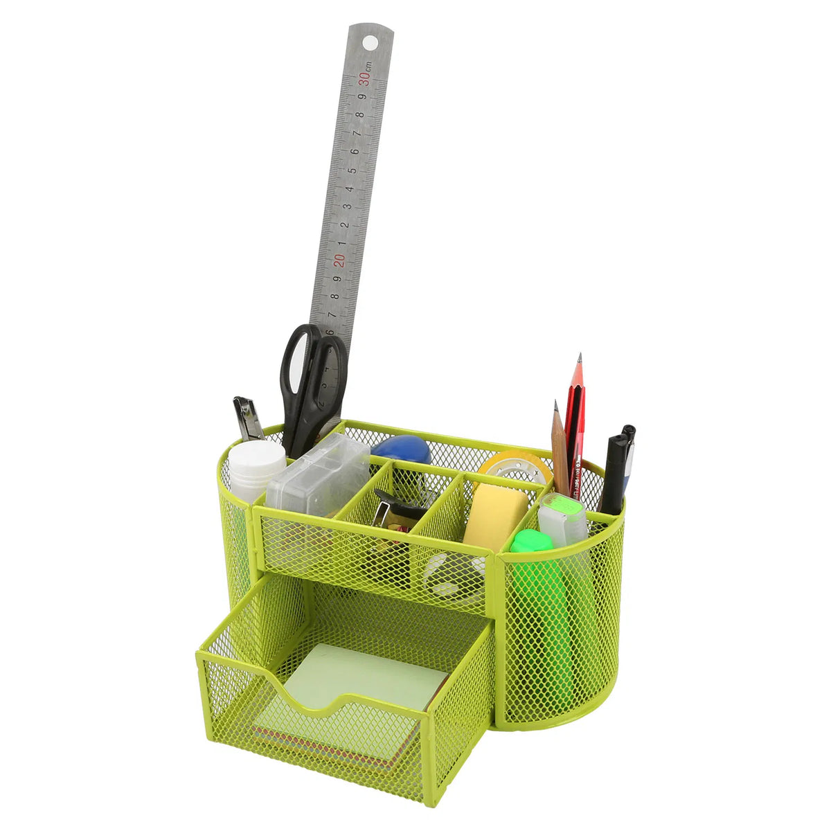 Metal Mesh Pencil Holders Desk Organizer w/9 Compartment Pen Holder Storage - Image 4