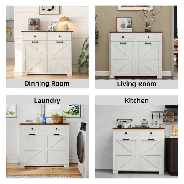 Farmhouse Double Tilt Out Trash Cabinet For 20 Gallon Cans Free Standing - Image 3