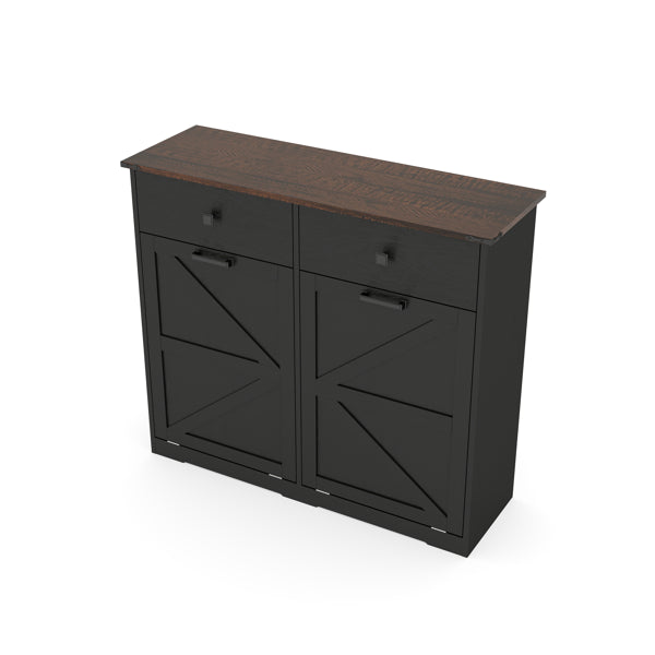 Farmhouse Black Double Tilt Out Trash Cabinet For 20 Gallon Cans Free - Image 2