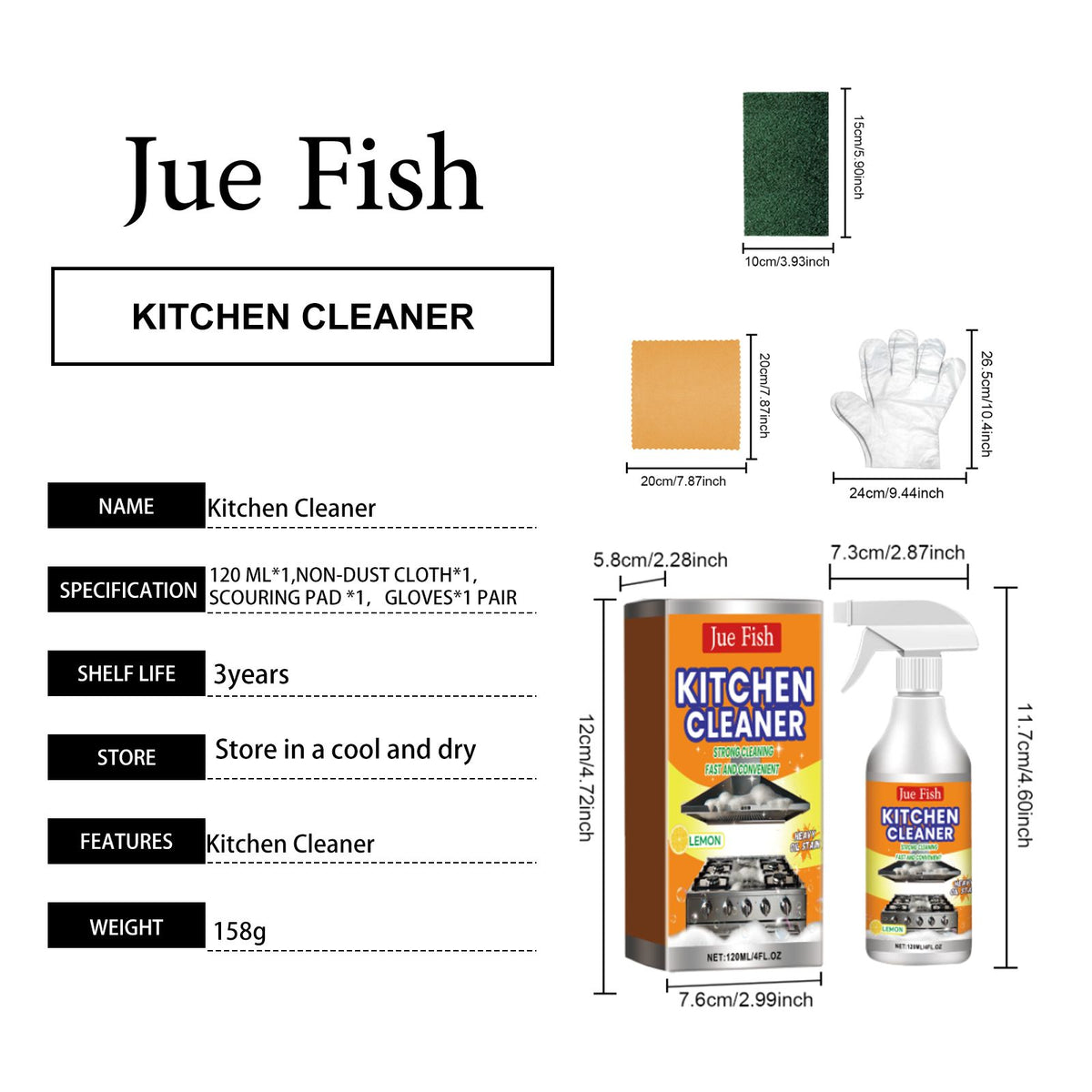 JUE FISH Kitchen Grease Cleaning Kit 120 ml with Tools - Image 2