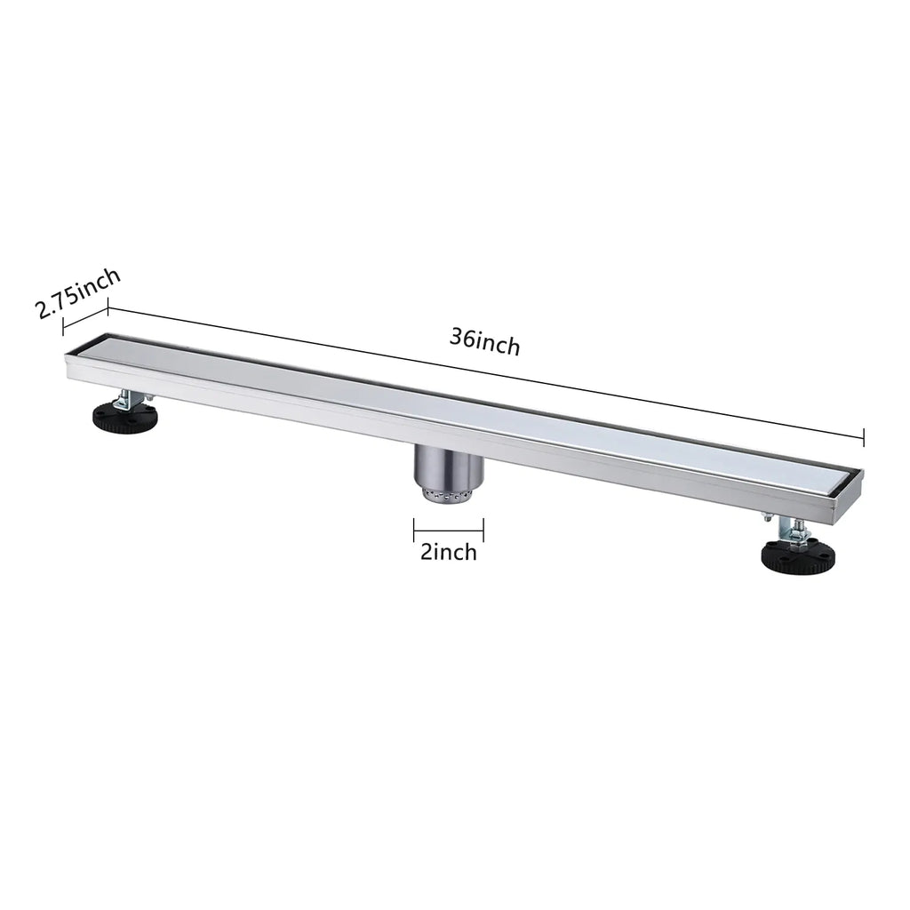 36 Inch Linear Shower Drain with 2 in 1 Flat & Tile Add Removable Cover 304 - Image 2