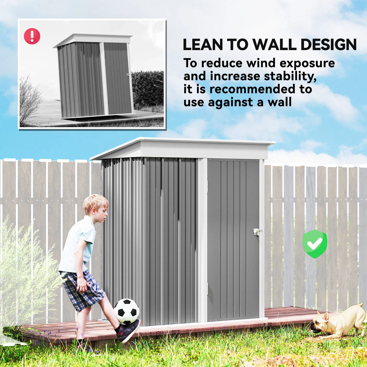 Outdoor Storage Shed Steel Lean to Shed with Adjustable Shelf Lock Gloves - Image 5