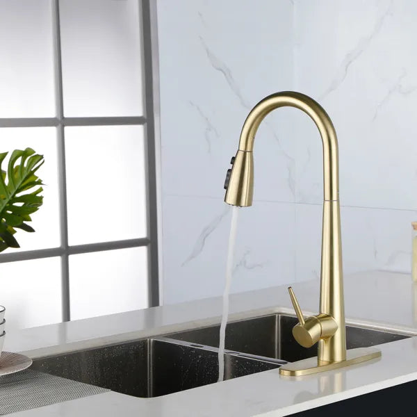 Gold Kitchen Faucets with Pull Down Sprayer; Kitchen Sink Faucet with Pull Out - Image 2