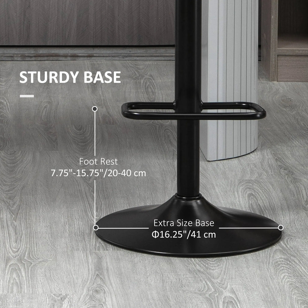 Swivel PU Leather Barstools Set of 2 Adjustable Bar Stools with Footrest Back - Image 3
