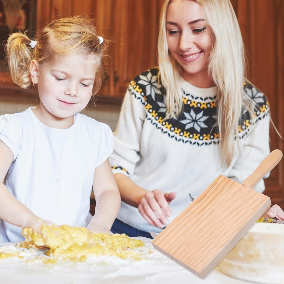 Wooden Gnocchi Board & Pasta Maker Set With Rolling Paddle Authentic Italian - Image 4