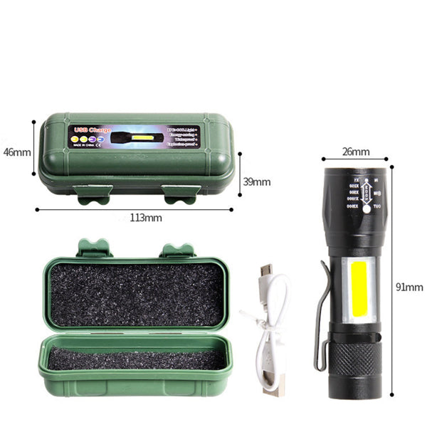 2 Pack USB Rechargeable Small LED Flashlights Camping Flashlight Work Light - Image 2