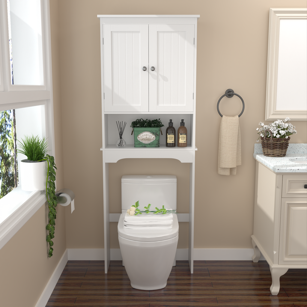White Over-the-Toilet Bathroom Storage Cabinet