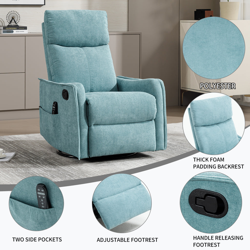 Heat Massage Manual Recliner Chair with Rocker and Swivel in Fabric for Living - Image 3