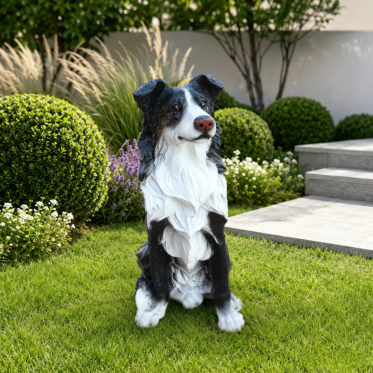 Outdoor Garden Border Collie Dog Statue Greeter Dog Welcome Sign Garden Decor - Image 5