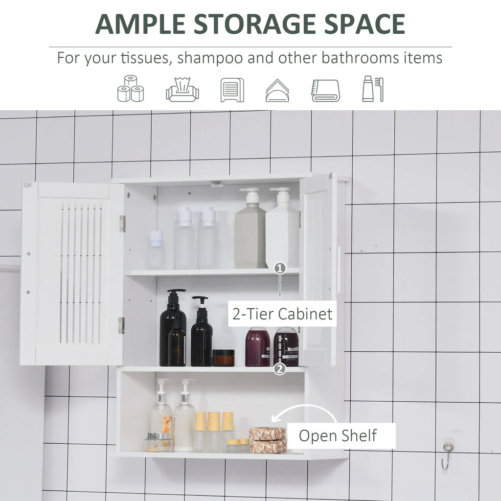 Modern Wall Mount Bathroom Cabinet Storage Organizer with 2 Door Cabinet and - Image 4