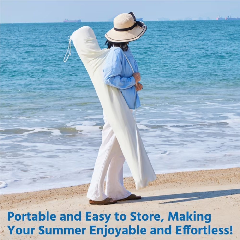 9Ft Garden Patio Umbrella With Crank Operating Mechanism BlueWhite - Image 3