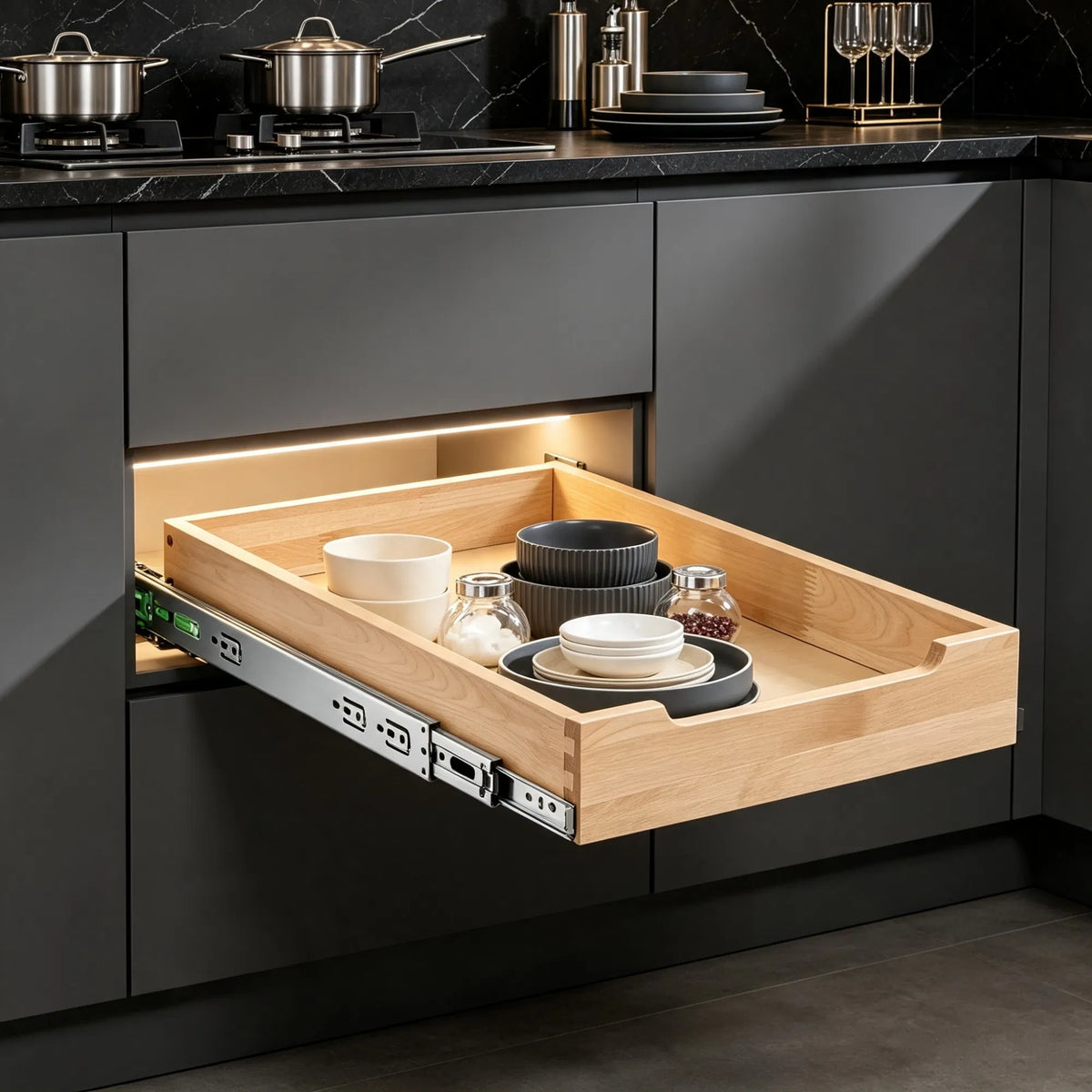 14"W 21"D Pull Out Cabinet Organizer Heavy Duty Wood Drawer With Soft Close - Additional Product View 6
