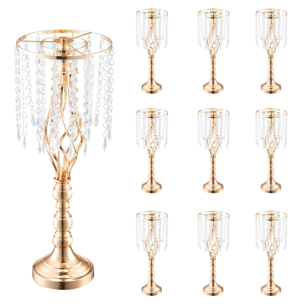 10PCS 55cm/21.65” Tall Crystal Wedding Flower Stand Vase For Party Decor - Image 5