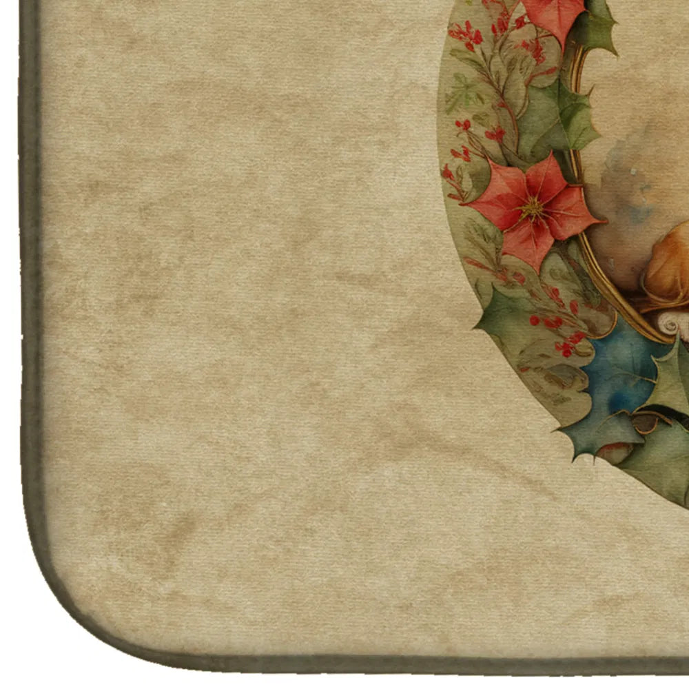 English Toy Spaniel Christmas Flowers Dish Drying Mat Absorbent Dish Drying Mat - Image 5