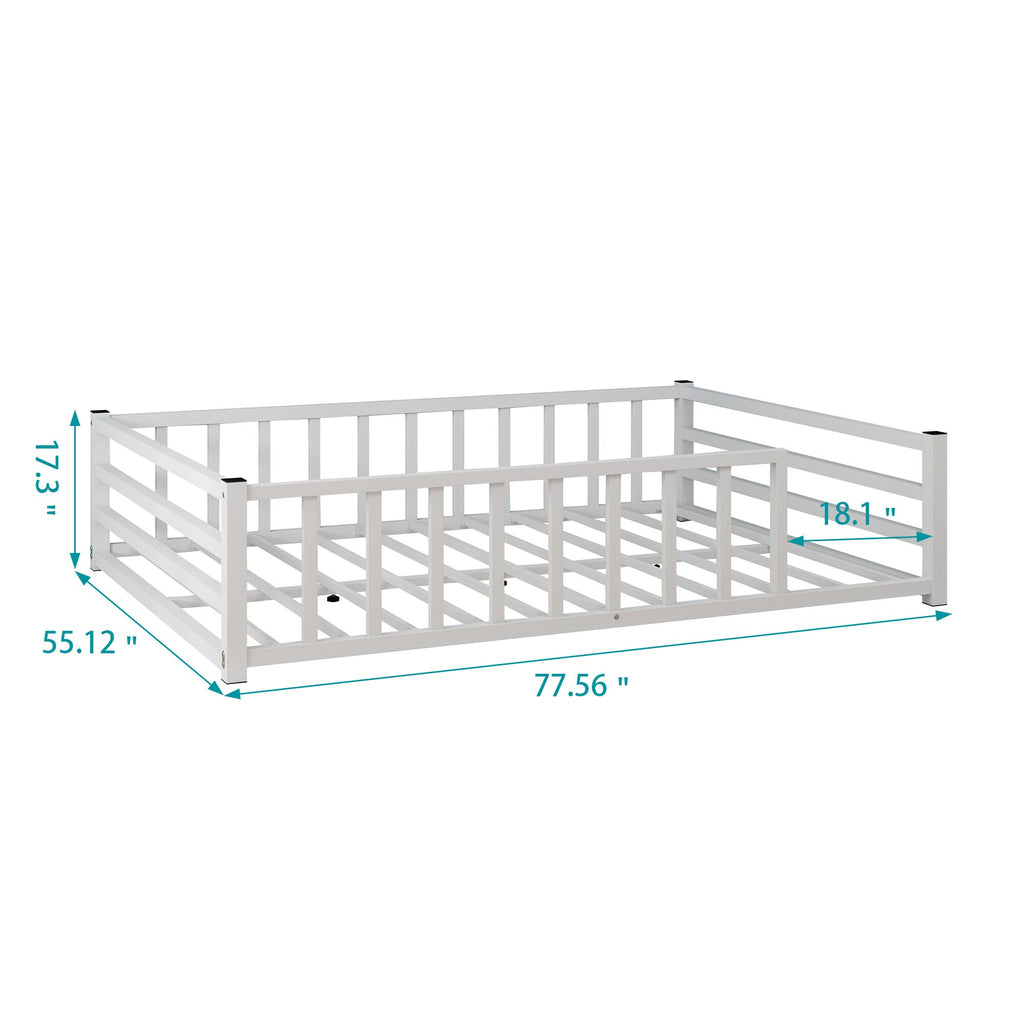 Full Size Floor Bed Low Profile Metal Platform with Heavy Duty Guardrails No - Image 3