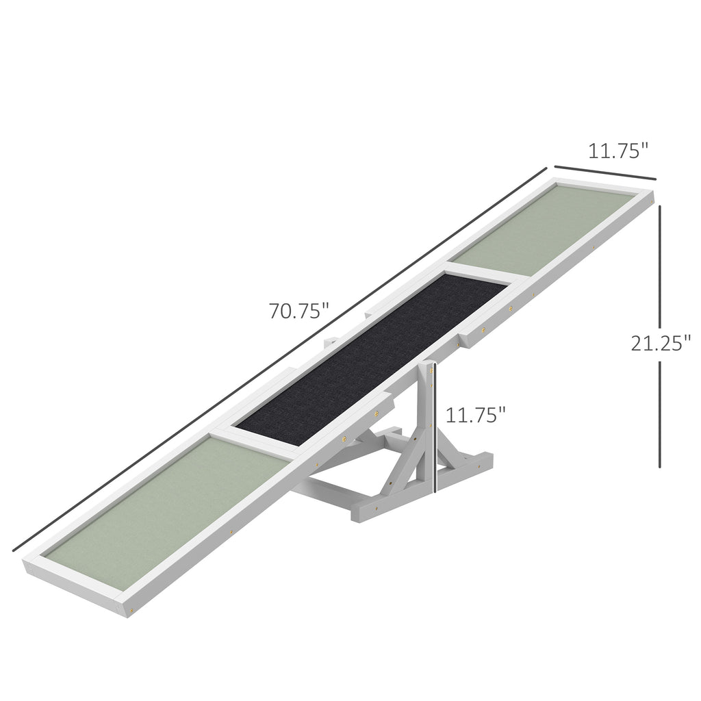 Wooden Dog Agility Seesaw for Training and Exercise White