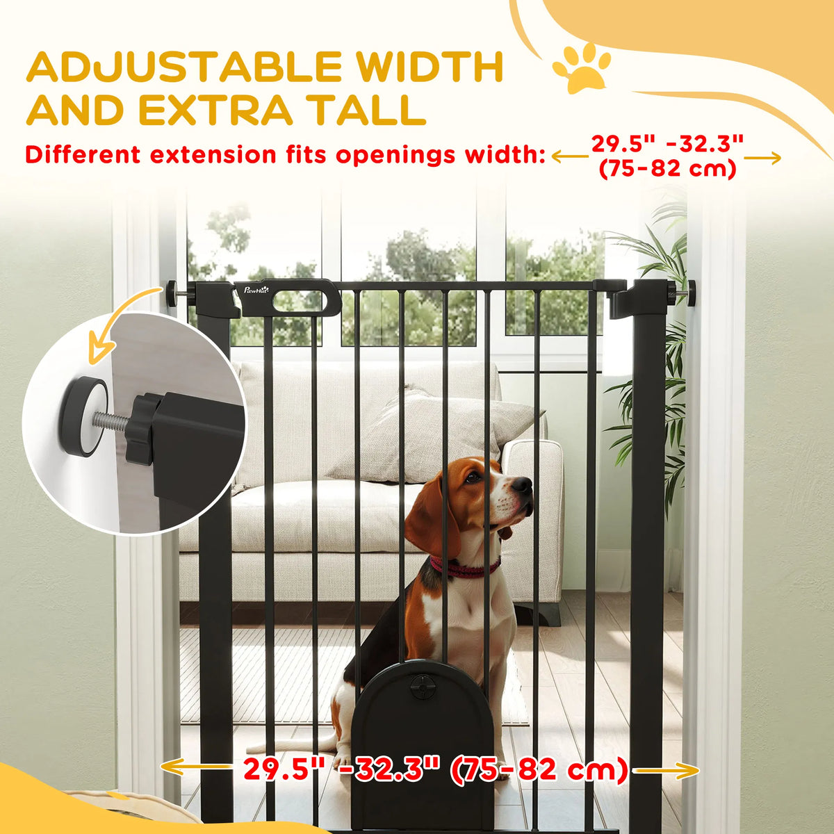 30" 32" Extra Wide Pet Gate Barrier with Small Door 35"H Dog Gate with Safety - Image 5