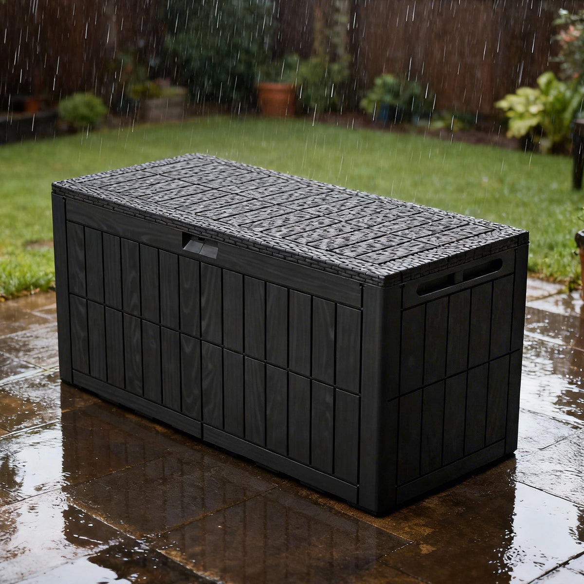 1 0 0 Gallon Outdoor Storage Box Water Proof Resin Deck Box Lockable Storage - Image 5
