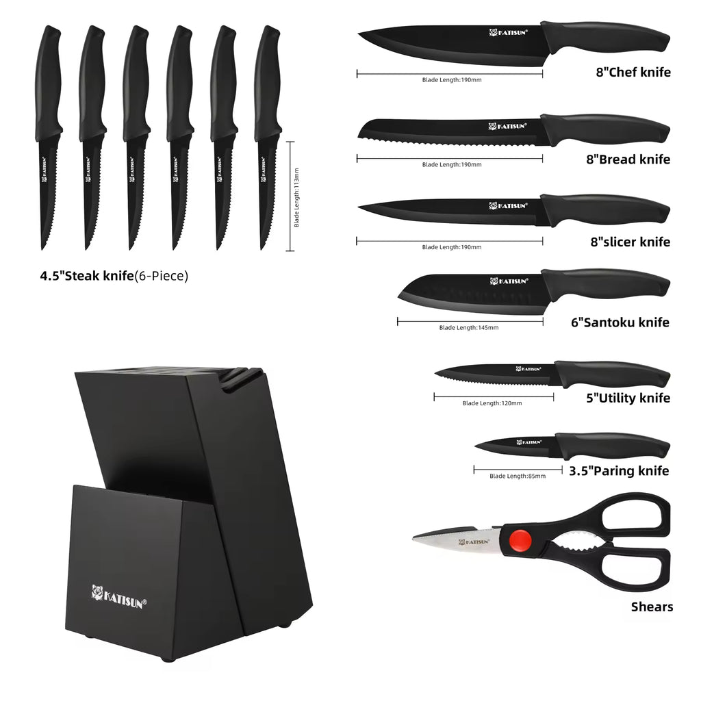 15 Piece Color Coded Kitchen Knife Set With High Carbon Chef Knives Ergonomic - Image 2