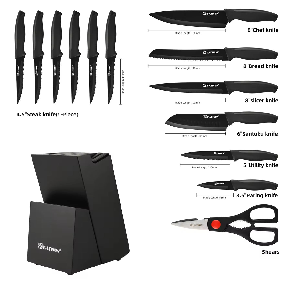 15 Piece Color Coded Kitchen Knife Set With High Carbon Chef Knives Ergonomic - Image 2
