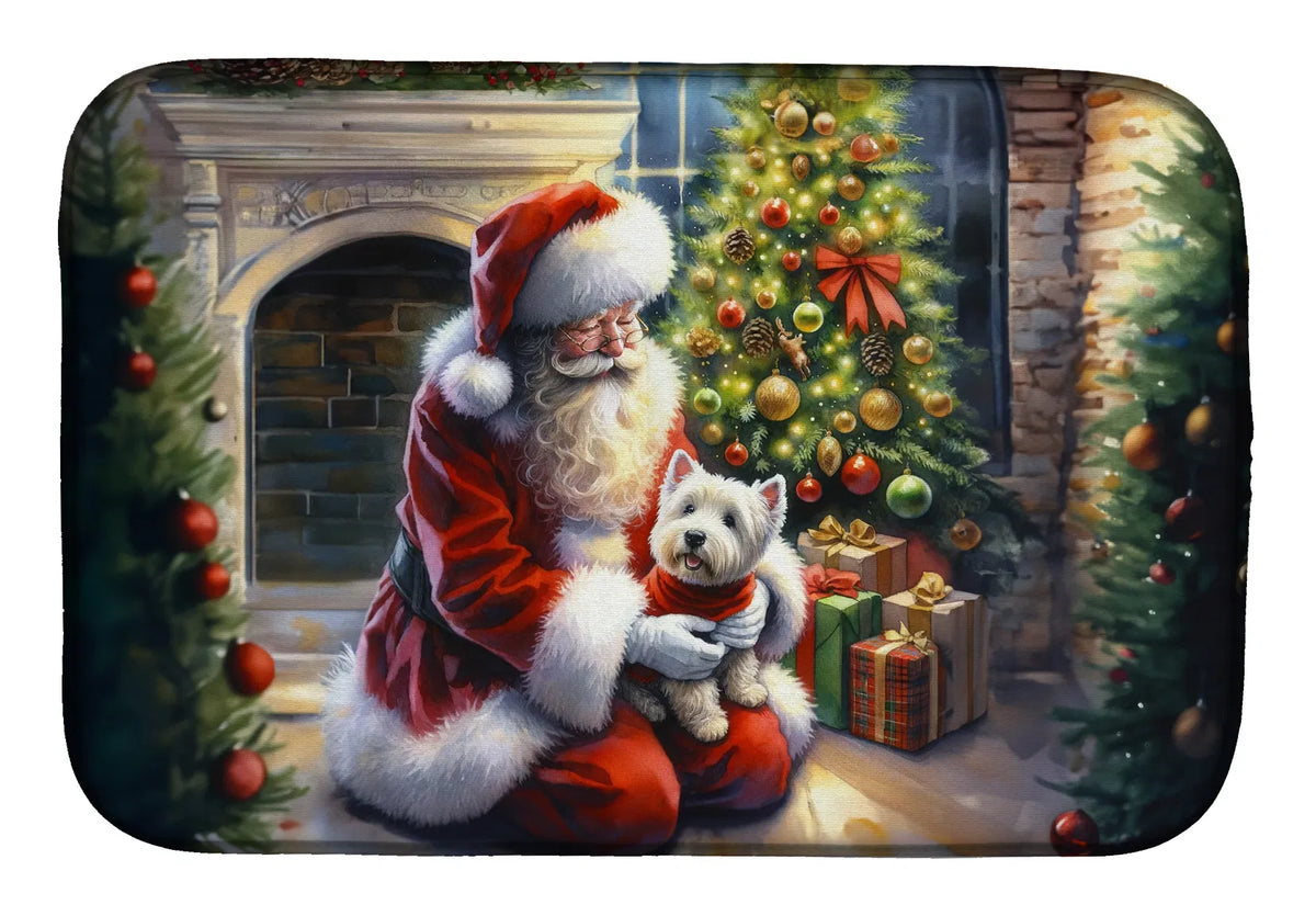 Westie and Santa Claus Dish Drying Mat Absorbent Dish Drying Mat Pad for - Image 2
