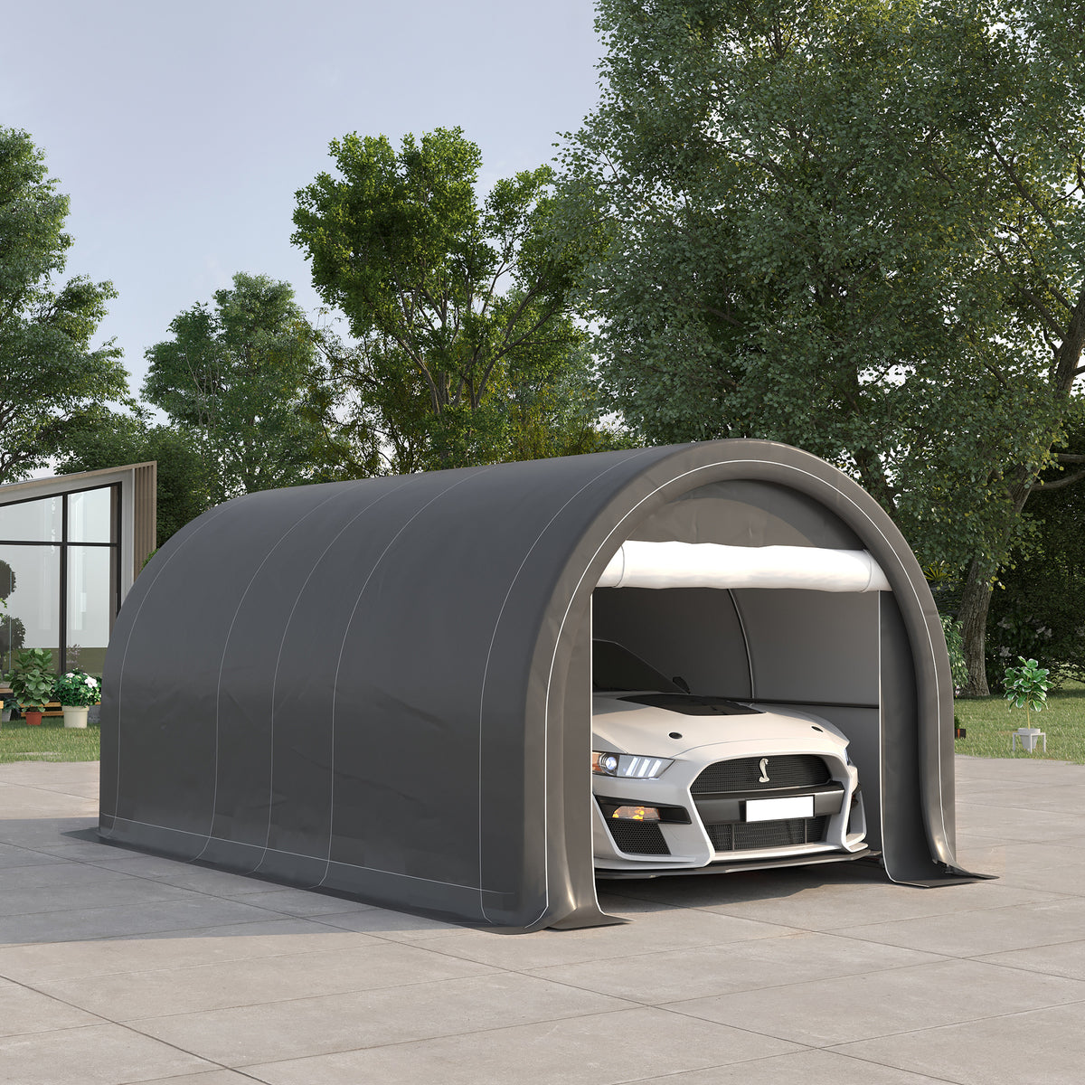 10' X 16' Carport Heavy Duty Portable Garage Storage Tent With Large Zippered - Image 2