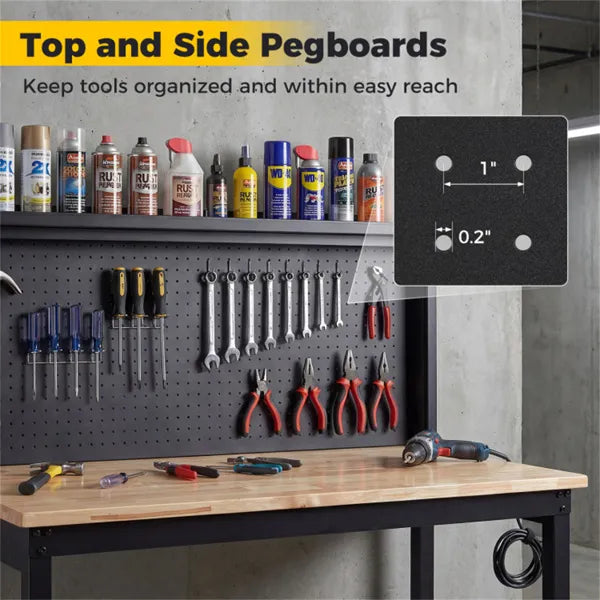 48in heavy-duty garage workbench with hardwood top product view 9