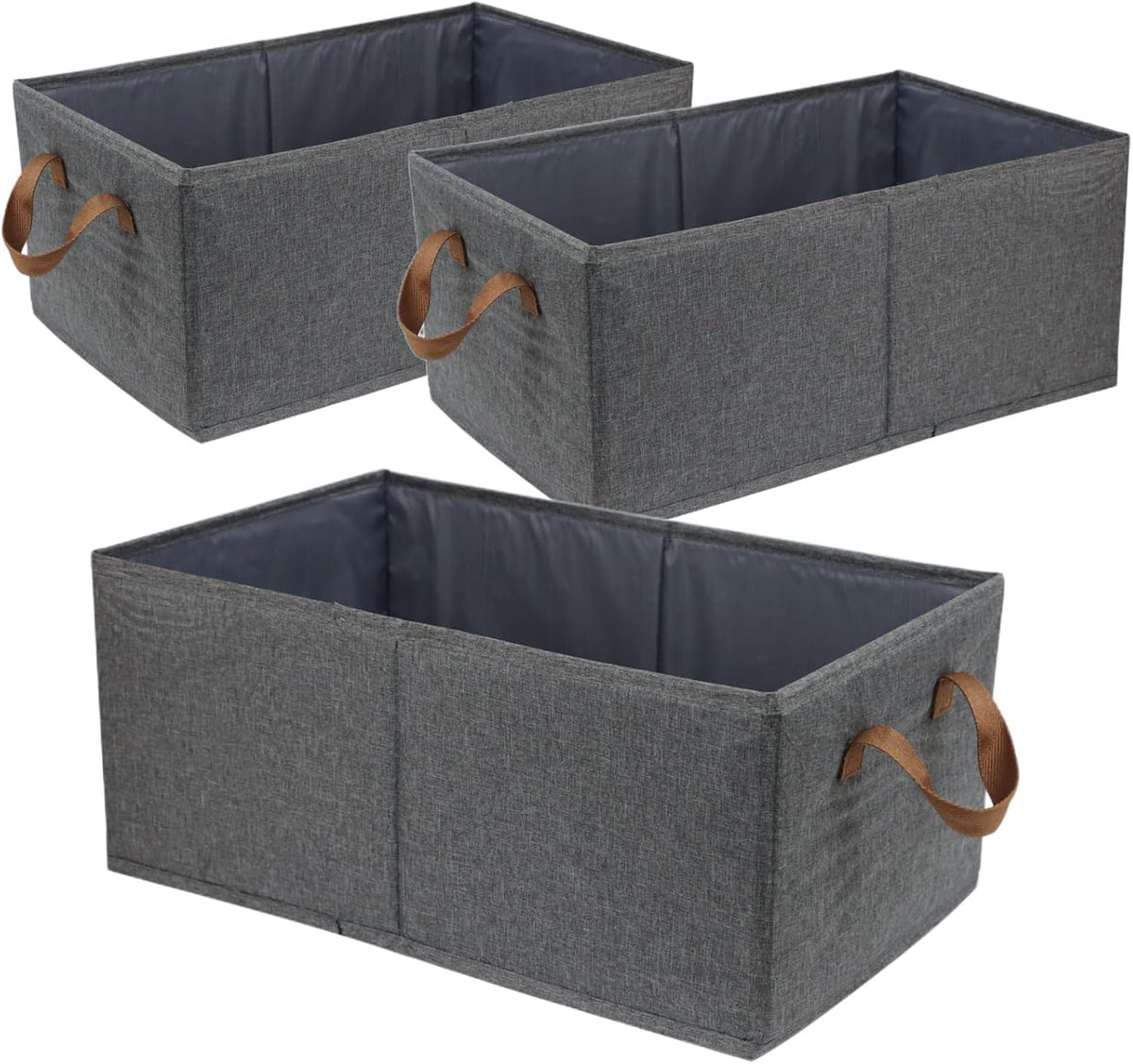 Pack Of 3 Large Capacity Storage Bins, Foldable Closet Organizer Boxes - Main Front View