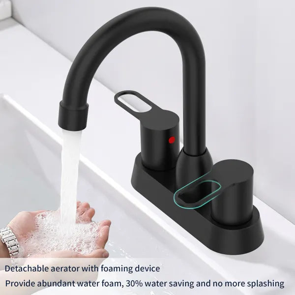 2 Handles Bathroom Sink Faucet Matt Black Centerset RV Bathroom Faucets for 3 Hole