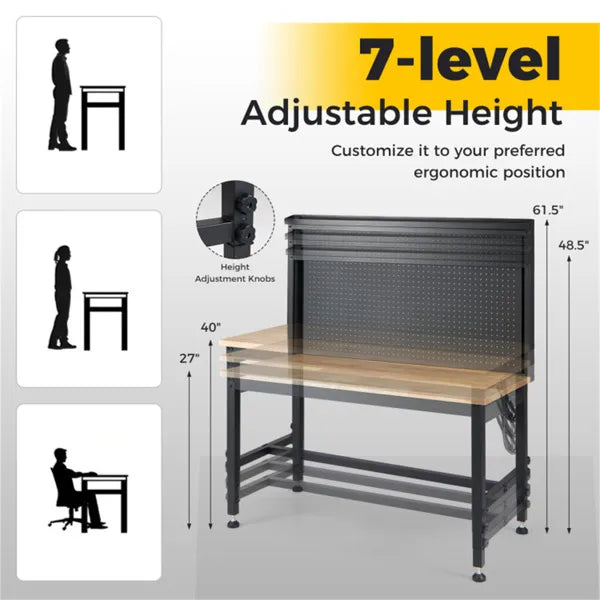 48in heavy-duty garage workbench with hardwood top product view 5