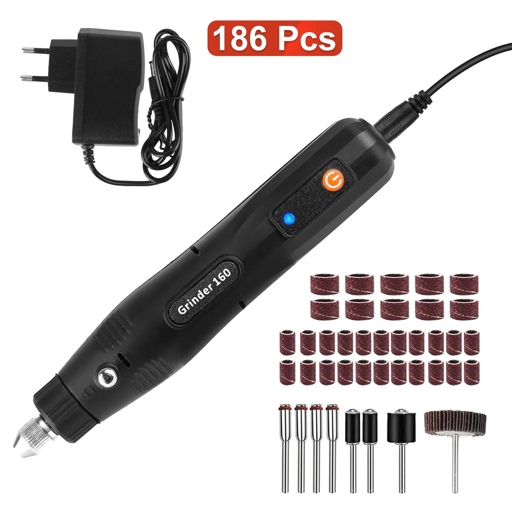 Mini Corded Rotary Power Tool Set of 186Pcs Electric Detail Sander Grinding Pen - Image 3