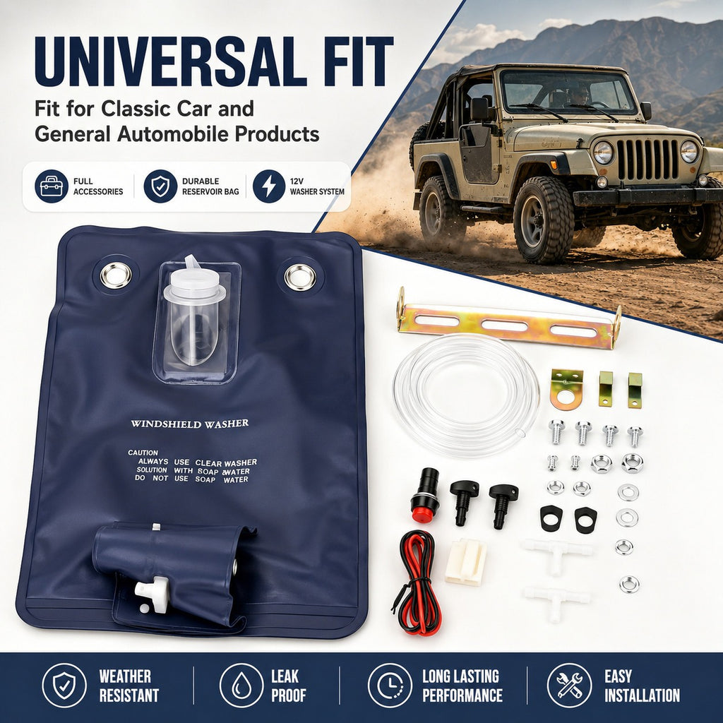 Universal Classic Car Windshield Washer Bag Kit 12V Complete Accessories - Image 3