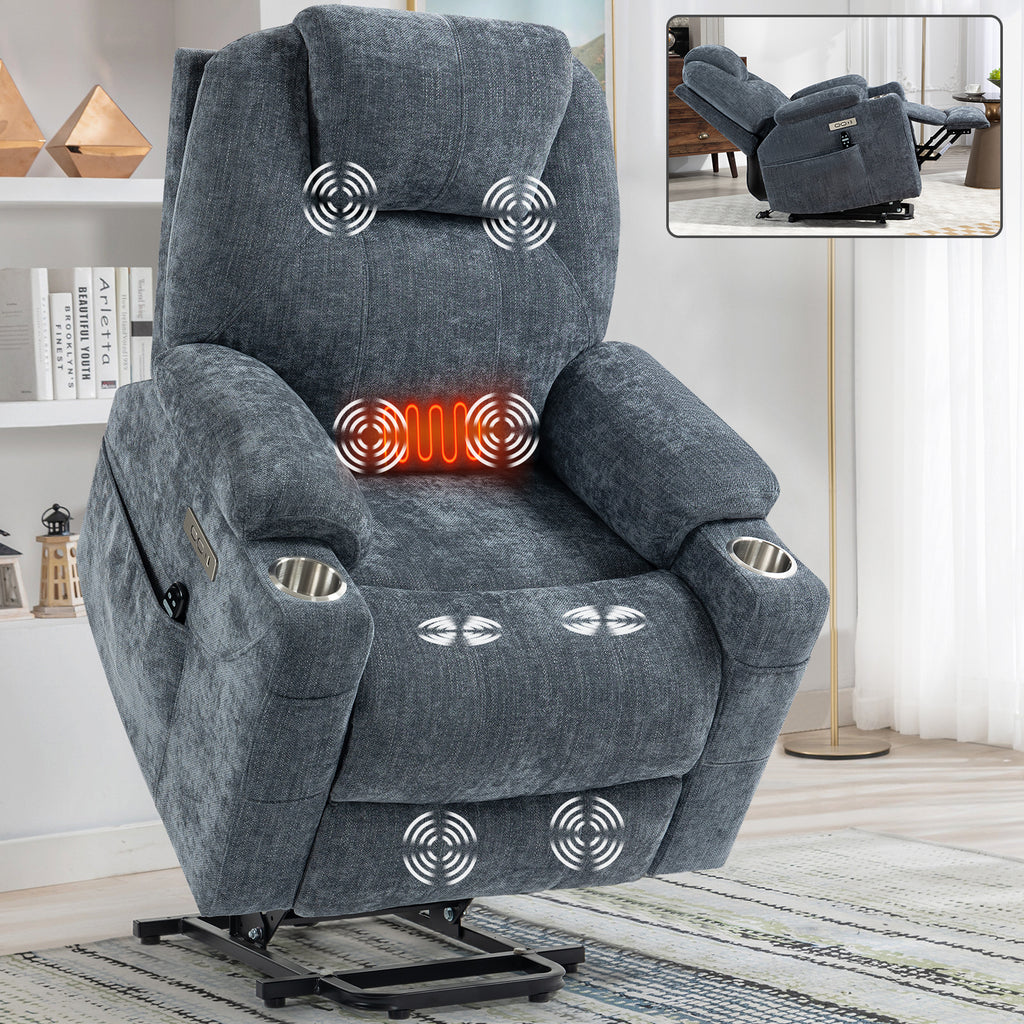 Up to 350 LBS Chenille Power Lift Recliner Chair Heavy Duty Motion Mechanism - Image 3
