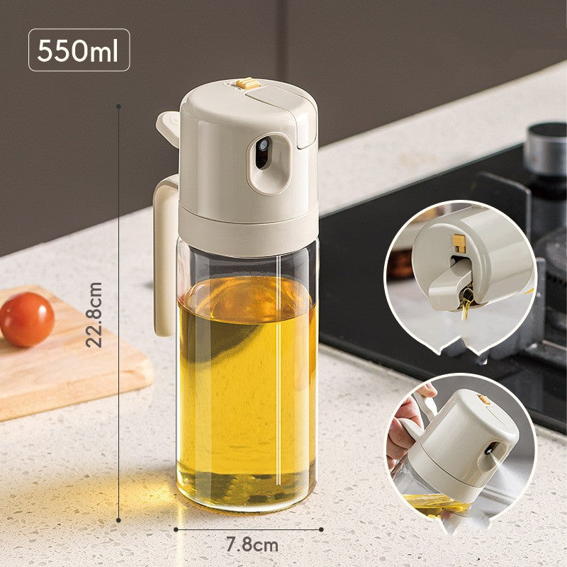 2-in-1 oil sprayer and dispenser bottle spray function