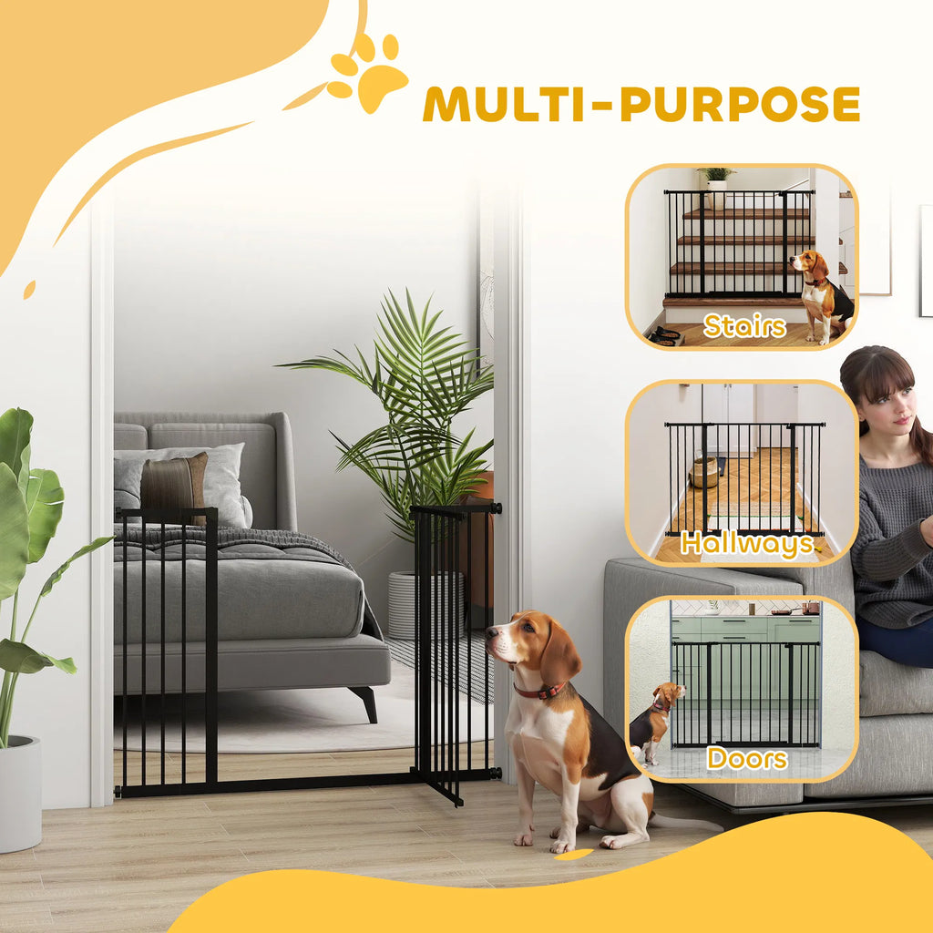 Pressure Fit Dog Gate Pet Barrier for stairs doorway 29.9'' 42.1'' Width Black - Image 2