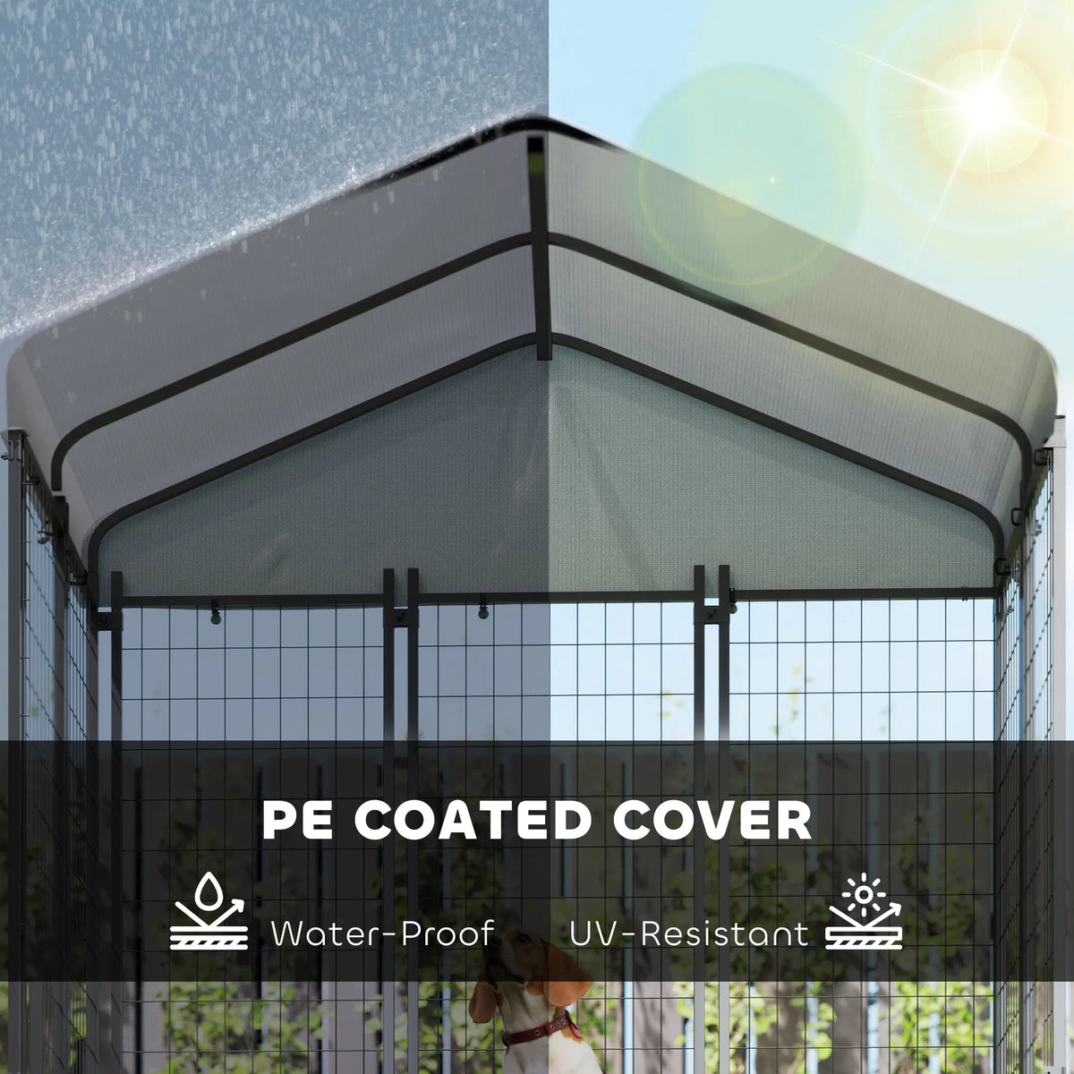 Outdoor Dog Kennel with Waterproof UV Resistant Cover 6 x 4 x 6 ft - Image 4