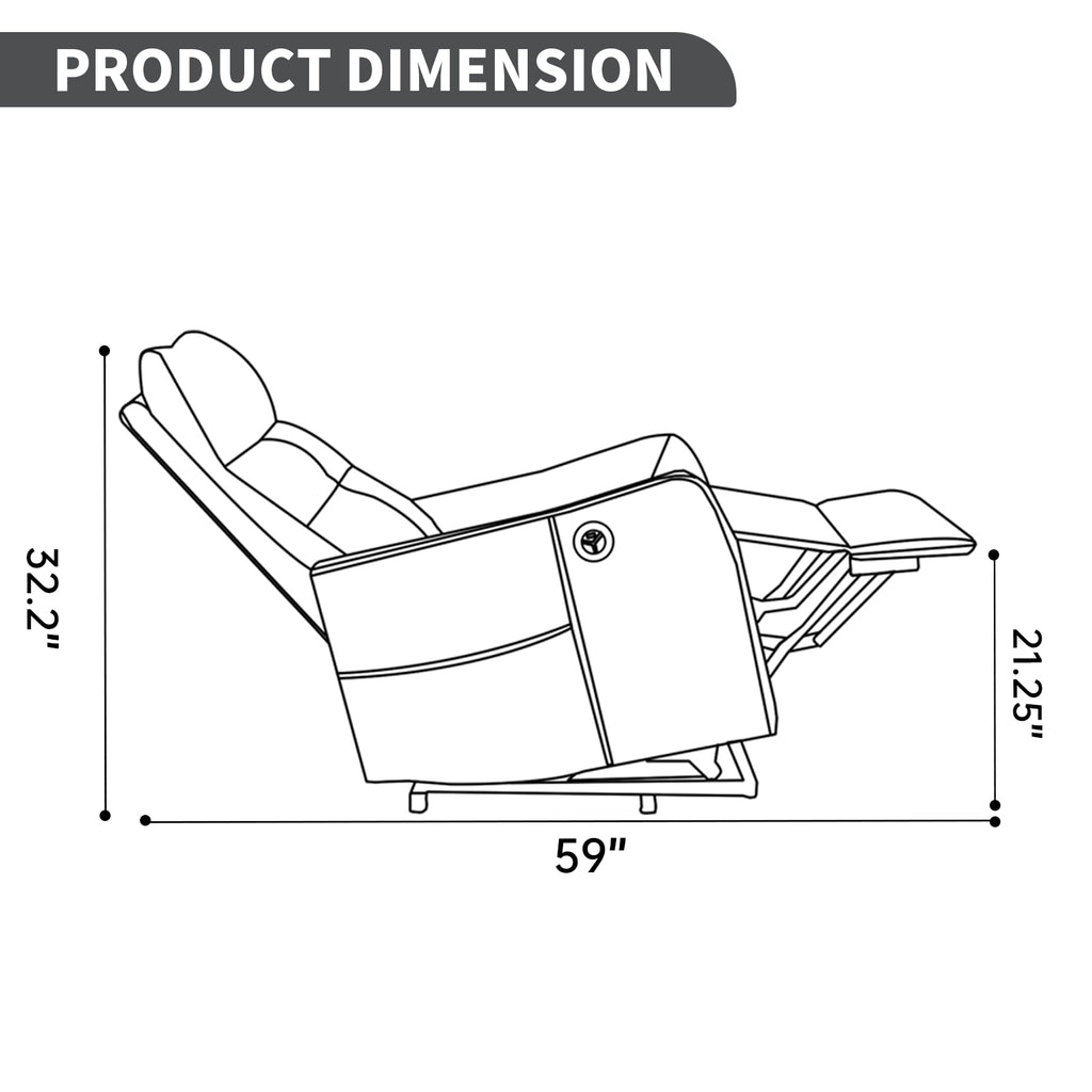Black PU Single Motor Power Lift Recliner Chair with Massage and Heat for - Image 2