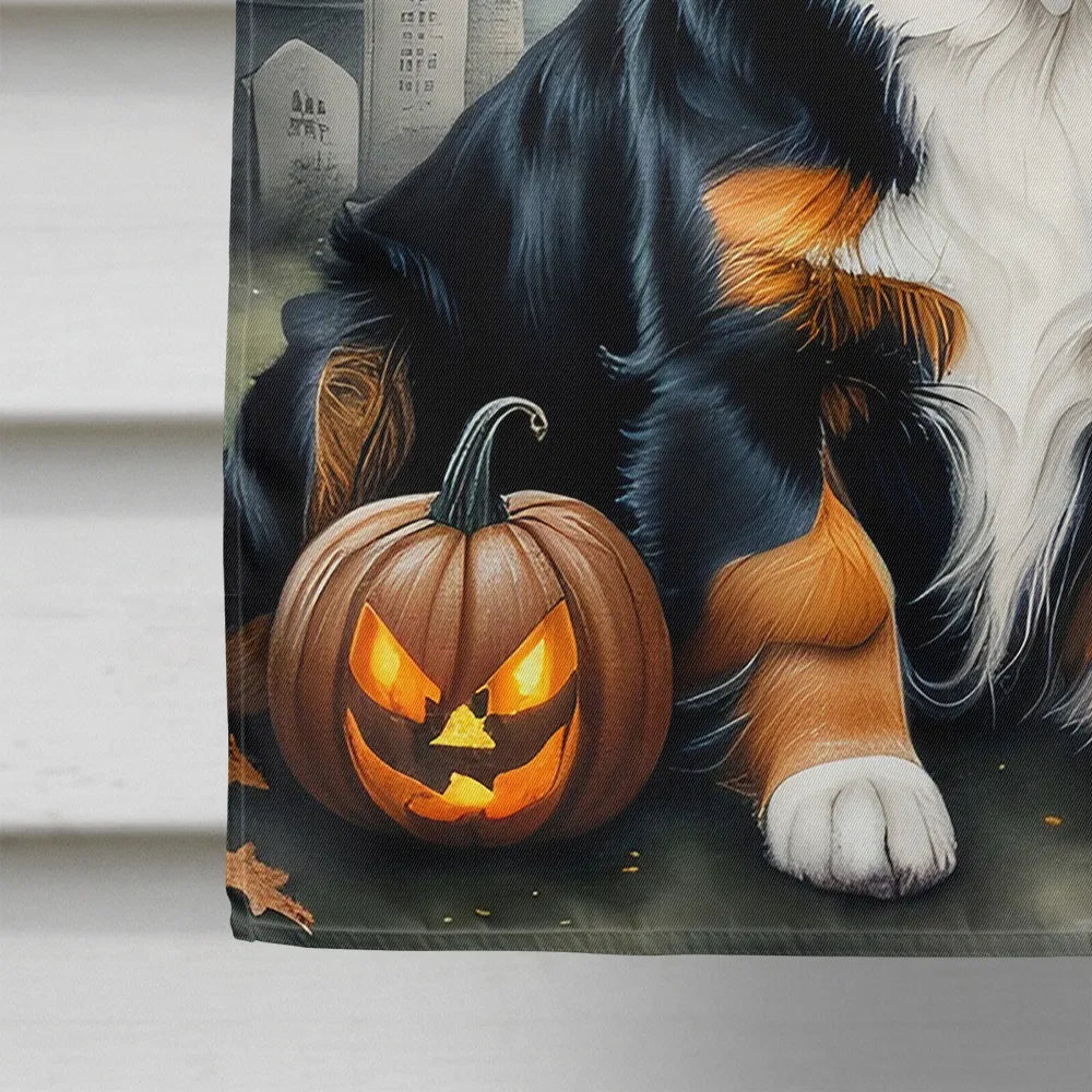 Bernese Mountain Dog Spooky Halloween House Flag Large Porch Sleeve Pole - Image 5